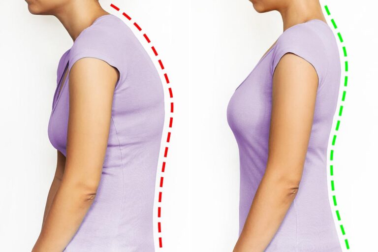 Imagen ilustrativa de una postura correcta versus una incorrecta.